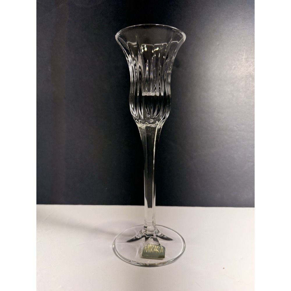 Mikasa Crystal Candlestick Holder 8" Tall Germany Fluted Glass Taper